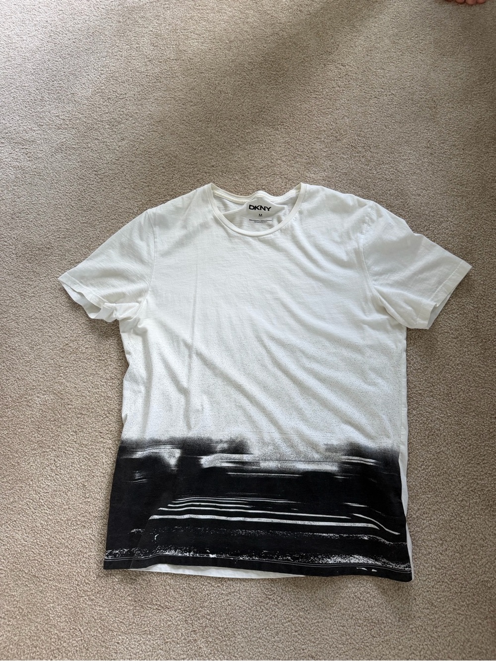 DKNY White Short-Sleeve Crew with Black Graphic Hem